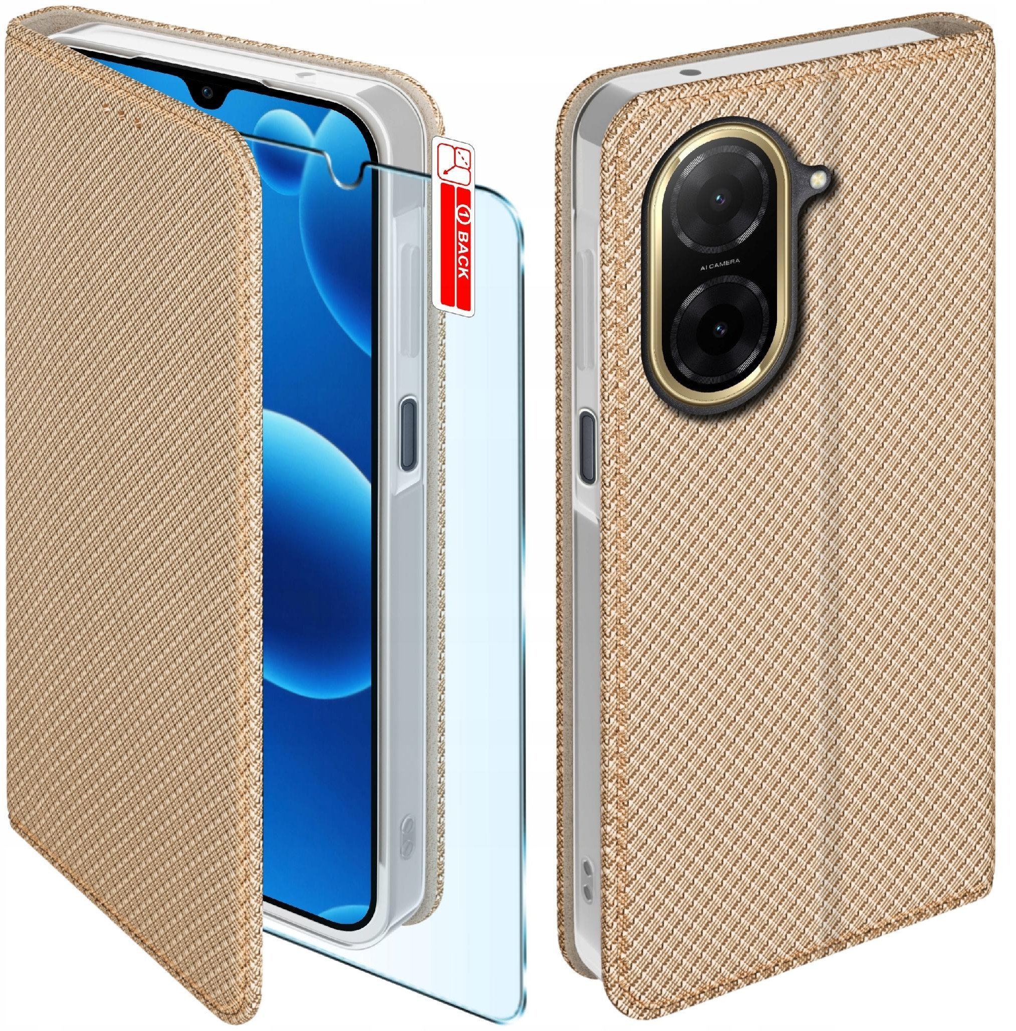Etui MAGNET do Xiaomi Redmi A5 Zamykane Złote Futerał + Szkło 9H