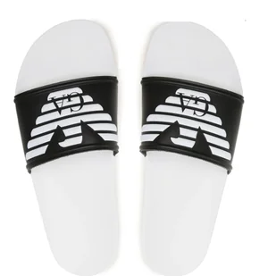 Klapki męskie Emporio Armani Beachwear wsuwane biało-czarne-43 - Klapki i japonki męskie - miniaturka - grafika 1
