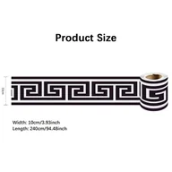 Inne - TEMU 1 szt. Czarno-biała paskowana samoprzylepna płyta PVC, dekoracyjny obrzeż ściennej tematyki kosmicznej do renowacji kuchni i łazienki, do użytku - miniaturka - grafika 1