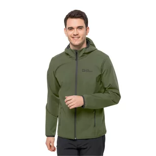 Kurtki męskie - Męska kurtka softshellowa Jack Wolfskin BORNBERG HOODY M greenwood - S - grafika 1