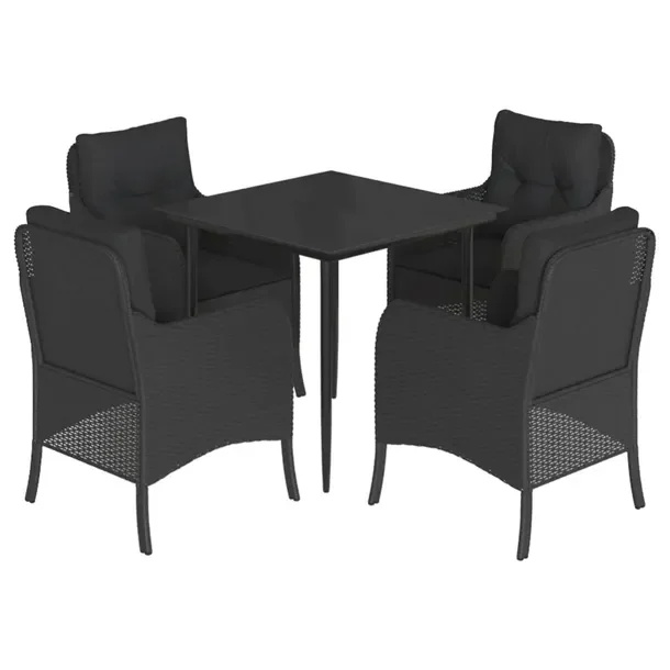 Zestaw mebli ogrodowych rattan PE czarny, stół 80x80x74 cm, krzesła 58,5