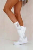 Skarpetki damskie - Skarpetki damskie białe z aromatycznym napisem Coffee First Milena - miniaturka - grafika 1