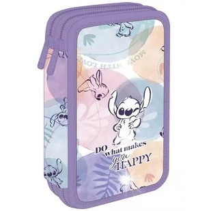 PIÓRNIK SZKOLNY PODWÓJNY DWUKOMOROWY Z WYPOSAŻENIEM STITCH PASTEL - Piórniki - miniaturka - grafika 1