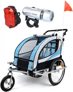 Przyczepka rowerowa z amortyzatorem 2-osobowa +JOGGER niebieska - Przyczepki rowerowe - miniaturka - grafika 1