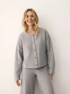 Swetry damskie - Reserved - Kardigan z ozdobnymi guzikami - jasnoszary - miniaturka - grafika 1