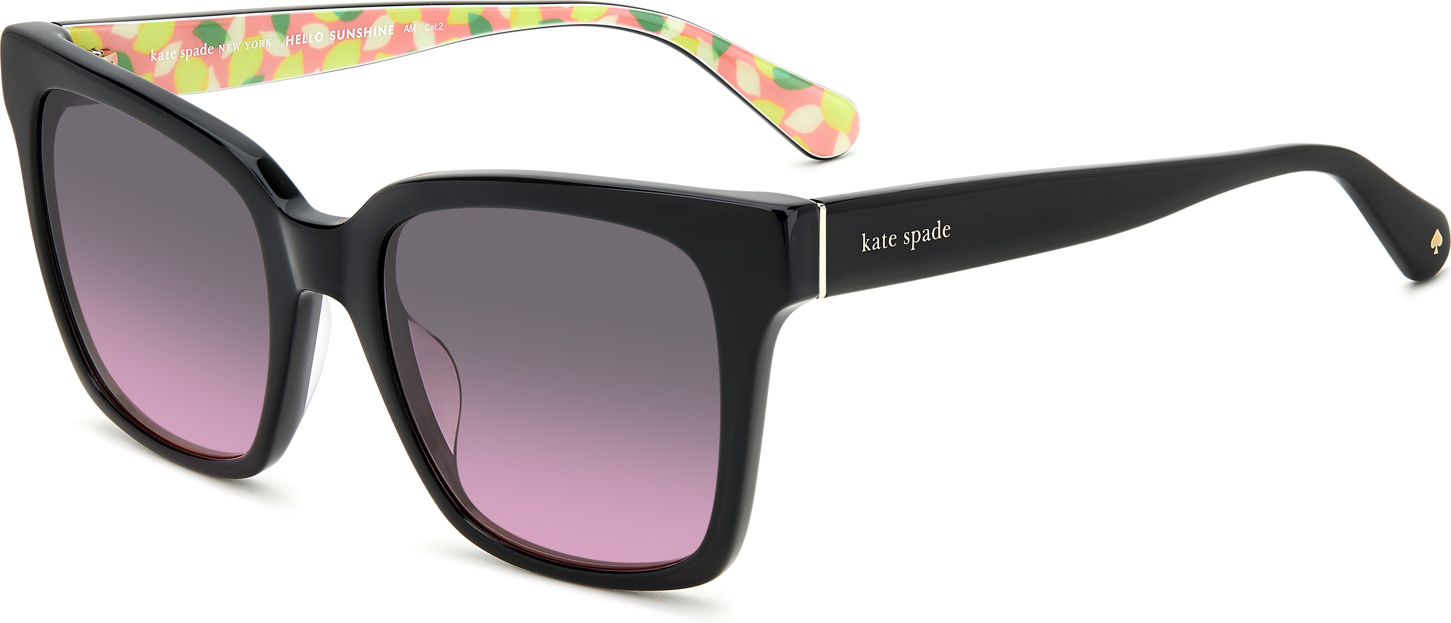 Damskie okulary przeciwsłoneczne Kate Spade HARLOW/G/S BLACK/GREY FUCHSIA 55/20/140