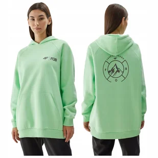 BLUZA damska z KAPTUREM kangurka dresowa 4FAW23TSWSF700 XL - Bluzy damskie - miniaturka - grafika 1