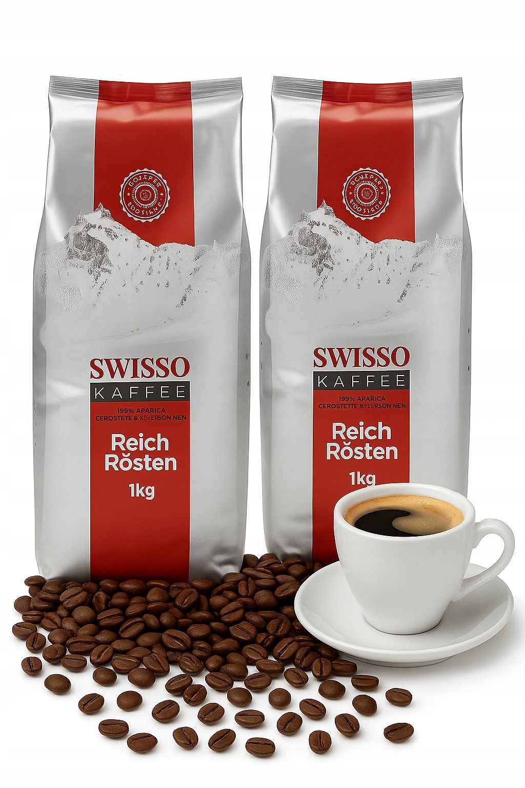 2 szt x 1kg Kawa ziarnista 100% Arabica Swisso Kaffee jakość smak premium