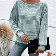 Bluzki damskie - TEMU Damska codzienna bluzka z długim rękawem i okrągłym dekoltem - jednolity , regularny krój, kolekcja wiosna/jesień, strój codzienny, styl, bluzka - miniaturka - grafika 1