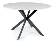 Stoły - Stół okrągły TALIA biały blat efekt marmuru CZARNY STELAŻ FI120 - miniaturka - grafika 1