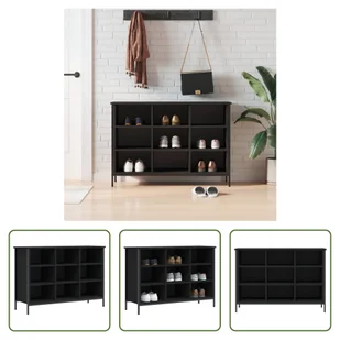 The Living Store Stojak na buty czarny 100x35x70 cm Materiał drewnopochodny - Szafki na buty The Living Store Stojak na buty czarny 100x35x70 cm Materiał drewnopochodny - Szafki na buty - miniaturka - grafika 1