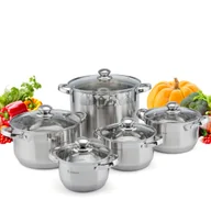 Zestawy garnków i patelni - Elitehoff 10-Częściowy Zestaw Garnków Indukcyjnych Ze Stali Nierdzewnej - miniaturka - grafika 1