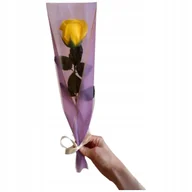 Sztuczne kwiaty - Bukiet róża mydlana pachnąca żółta jak żywa 43 cm PREZENT zakończenie roku - miniaturka - grafika 1
