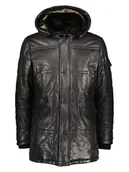 Kurtki męskie - Bugatti Skórzany płaszcz w kolorze czarnym - miniaturka - grafika 1