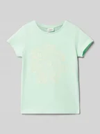 Koszulki dla dziewczynek - T-shirt o kroju regular fit z czystej bawełny z błyszczącym nadrukiem - miniaturka - grafika 1