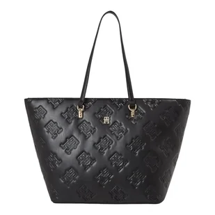 Tommy hilfiger torebka damska th refined tote mono czarna - Torebki damskie - miniaturka - grafika 1