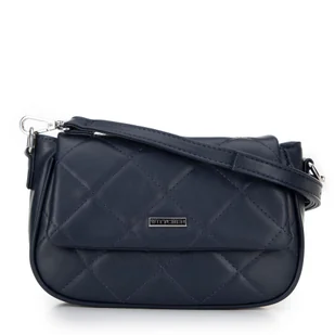 Damska crossbody z ekoskóry w przeszycia granatowa - Torebki damskie - miniaturka - grafika 1