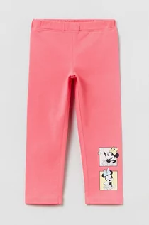 Spodnie i spodenki dla dziewczynek - OVS legginsy dziecięce kolor różowy z nadrukiem - grafika 1