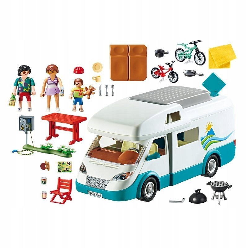 PLAYMOBIL AUTO KEMPINGOWE RODZINNE KAMPER AUTO AKCESORIA FIGURKI ZESTAW