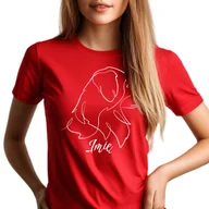 Koszulki i topy damskie - CZERWONY TSHIRT DAMSKI Dla Miłośnika Psów GOLDEN RETRIEVER Wzory Rozmiar L - miniaturka - grafika 1