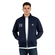 Bluzy męskie - Bluza męska Black Wells rozsuwana bawełniana ze stójką granatowa-3XL - miniaturka - grafika 1