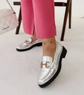 Mokasyny damskie - Srebrne mokasyny z cyrkoniami Aleyna-40 - miniaturka - grafika 1