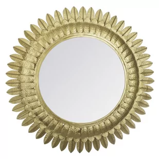 Lustro na ścianę w ramie ze złotych liści lustro ozdobne lustro okrągłe lustro glamour lustra dekoracyjne lustro wiszące 70 cm 158020 - Lustra - miniaturka - grafika 1