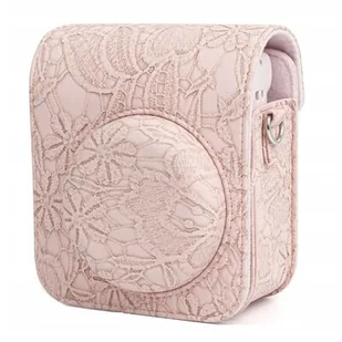 Futerał Etui Pokrowiec Osłona Case Do Fuji Fujifilm Instax Mini 12 - Haft Różowy - Paski, szelki, uprzęże foto - miniaturka - grafika 1
