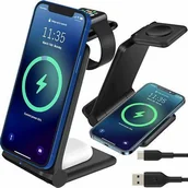 Ładowarki do telefonów - ŁADOWARKA INDUKCYJNA 3W1 KOLOR CZARNY - miniaturka - grafika 1