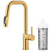 Baterie kuchenne - KFA Armatura DUERO PURE STYLE PULL-OUT 6623-314-31 Złoty Stal nierdzewna - miniaturka - grafika 1