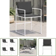 Fotele i krzesła ogrodowe - The Living Store Krzesła ogrodowe z poduszką 4 szt. Biała stal i textilene - miniaturka - grafika 1