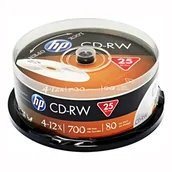 Nośniki danych - HP CD-RW, CWE00019-3, 69313, 25-pack, 700MB, 4-12x, 80min., 12cm, bez możliwości nadruku, cake box, do archiwizacji danych - miniaturka - grafika 1