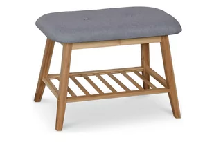 Drewniany tapicerowany stołek do przedpokoju NIVALI - Szafki na buty - miniaturka - grafika 1