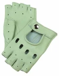 Miętowe rękawiczki całuski bez palców ze skóry naturalnej - Rękawiczki - miniaturka - grafika 1