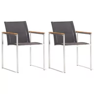 Fotele i krzesła ogrodowe - vidaXL Krzesła ogrodowe, 2 szt., textilene i stal nierdzewna, szare - miniaturka - grafika 1