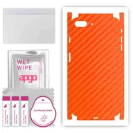 Szkła hartowane na telefon - Folia naklejka skórka strukturalna na TYŁ+BOKI do Apple iPhone 8 Plus - Carbon Pomarańczowy - apgo SKINS - miniaturka - grafika 1