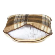 Poduszki - Poduszka wełniana merynos 70x80 Krata brązowa Wyroby rehabilitacyjne pościelowe wyroby rozgrzewające - miniaturka - grafika 1