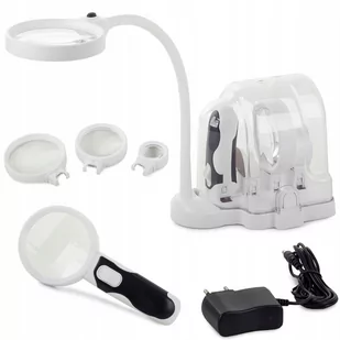 Lupa Biurkowa Ręczna 2W1 Wymienne Soczewki 6 Led - Mikroskopy i lupy - miniaturka - grafika 1