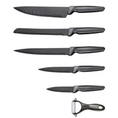 Obieraczki - Zestaw noży Michelino 6-częściowy ostrza ze stali nierdzewnej Nóż kuchenny Nóż szefa kuchni Obieraczka Nóż Szary - miniaturka - grafika 1