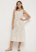 Sukienki - Beżowa Szydełkowa Sukienka z Bawełny w Stylu Boho Baniretia - miniaturka - grafika 1