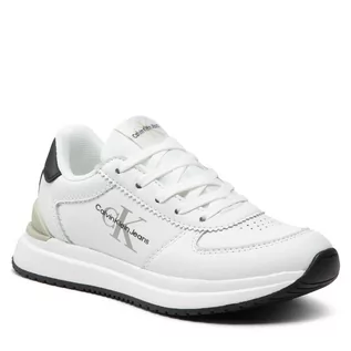 Sneakersy damskie - Calvin Klein Jeans Sneakersy Low Cut Lace-Up Sneaker V3B9-80136-0193 M White/Black X002 - grafika 1