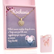 Naszyjniki - Złoty 925 Naszyjnik dla Niej Serce Ażurowe Dedykacja Prezent - miniaturka - grafika 1