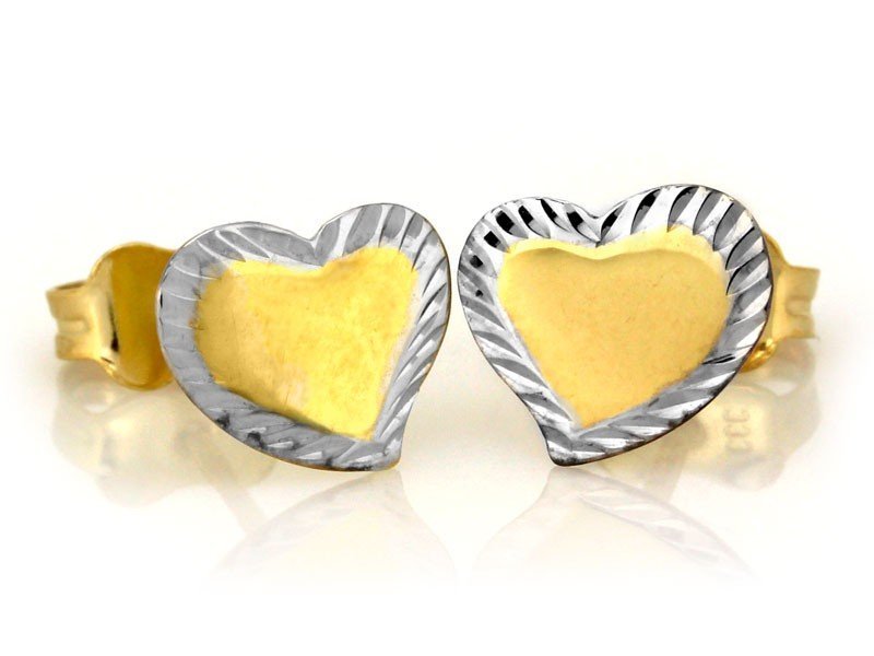 Złote kolczyki 375 serduszka diamentowane 0.75g