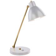 Lampy sufitowe - Amplex Stojąca LAMPA stołowa LOGA 0453 regulowana LAMPKA metalowa kopuła skandynawska biała złota 0453 - miniaturka - grafika 1