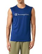 Koszulki sportowe męskie - Champion Męski sportowy C-Sport szybkoschnący mikromesh metaliczne logo S/L tank top, niebieski (college), M - miniaturka - grafika 1