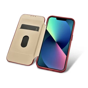iCarer CE Oil Wax Premium Leather Folio Case skórzane etui iPhone 14 Pro z klapką magnetyczne MagSafe czerwony (AKI14220706-RD) - Etui i futerały do telefonów - miniaturka - grafika 16