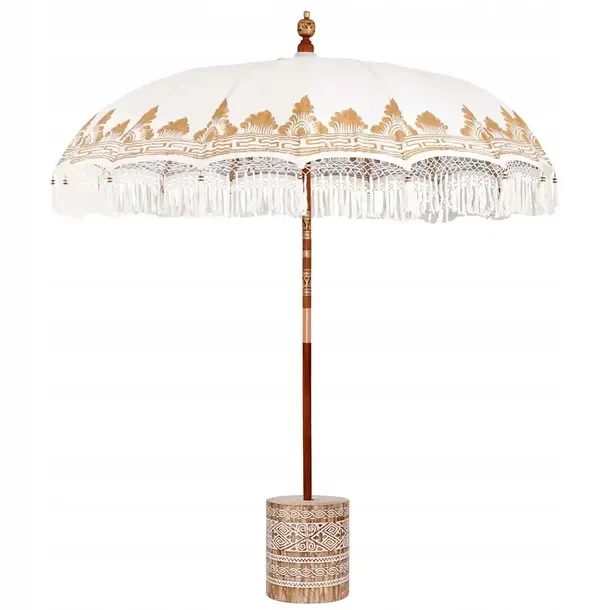 Baliński Parasol 260 Kremowy 210-220 cm Bawełna i lite drewno