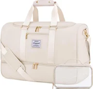 Torby sportowe - Torba sportowa LOVEVOOK 50L z przegrodą na buty i przegrodą na mokre rzeczy, wodoodporna torba sportowa do podróży - beżowa - miniaturka - grafika 1