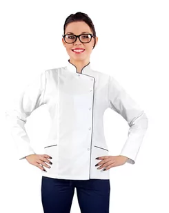 Bluza kucharska damska, kitel biały długi rękaw na zatrzaski 34 - Fartuchy i rękawice kuchenne - miniaturka - grafika 1