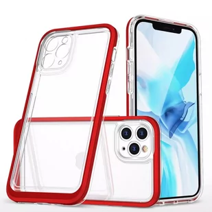 Hurtel Clear 3in1 etui do iPhone 11 Pro Max żelowy pokrowiec z ramką czerwony - Etui i futerały do telefonów - miniaturka - grafika 1